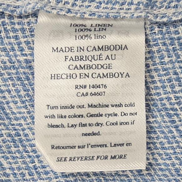 NWT Faherty Shirt Mens XXL Blue Linen Palma Short Sleeve Coastal Casual Nautical - Picture 8 of 11